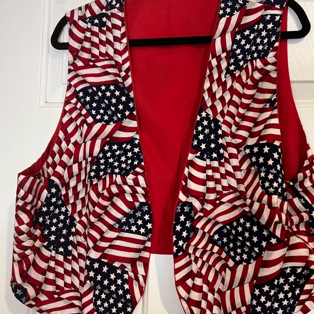 Patriotic American Flag Vest- Hand Crafted- Lined - one size